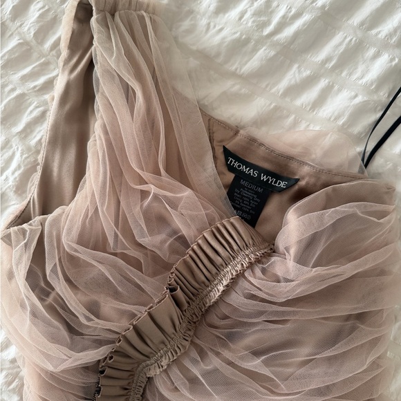 Thomas Wylde One-Shoulder Ruffled Dress in Taupe - Picture 4 of 8